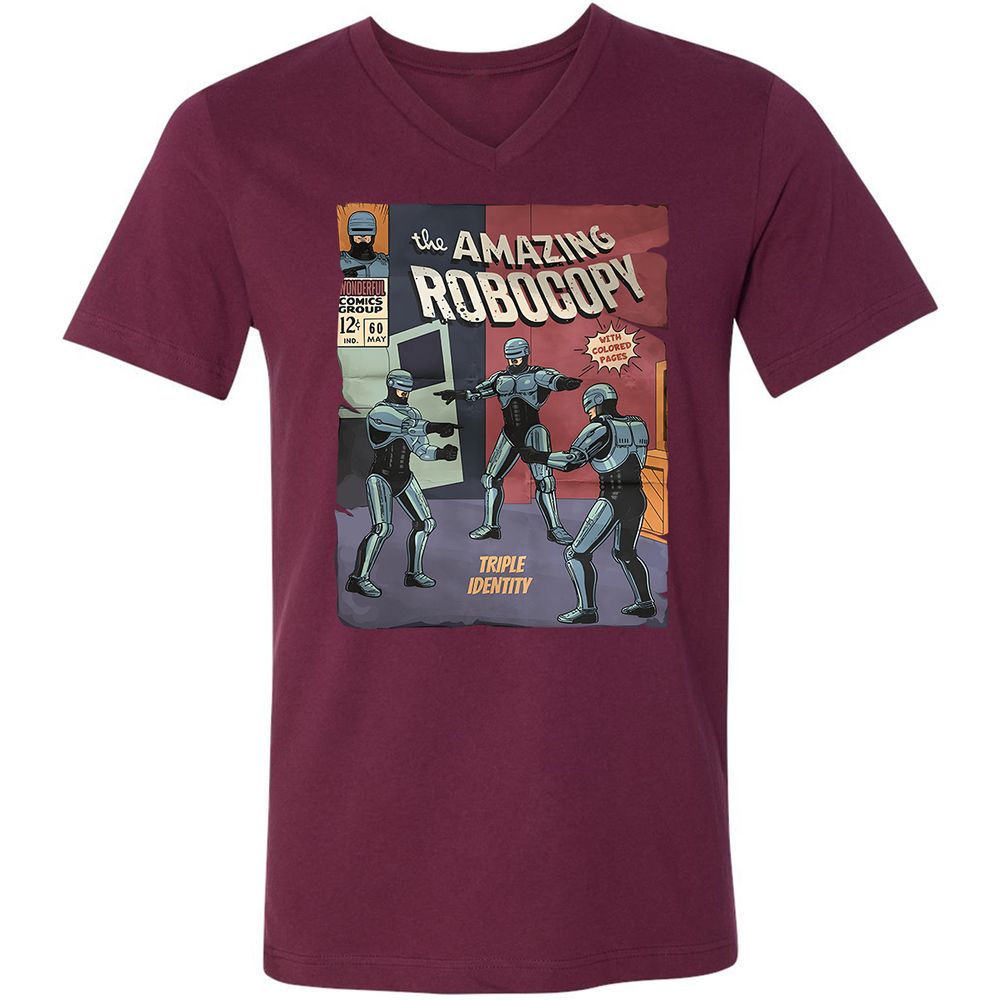 Unisex V-Neck T-Shirt - RUGQH3AP - Maroon - 6