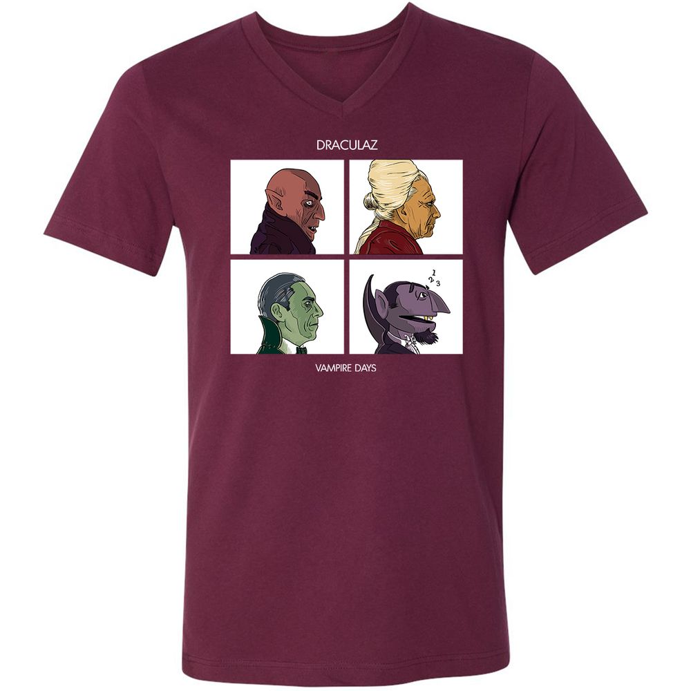 Unisex V-Neck T-Shirt - 9GP53RDJ - Maroon - 6
