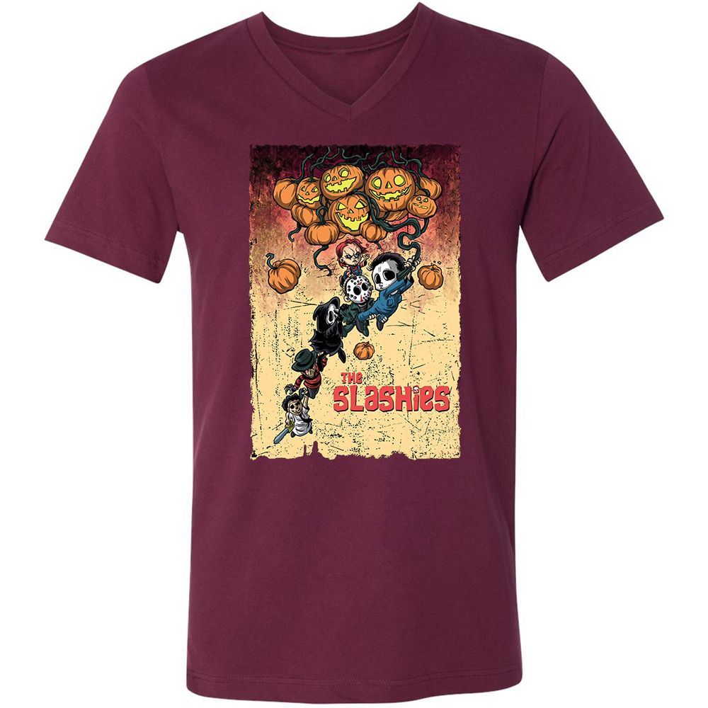 Unisex V-Neck T-Shirt - 2Q719NHT - Maroon - 6