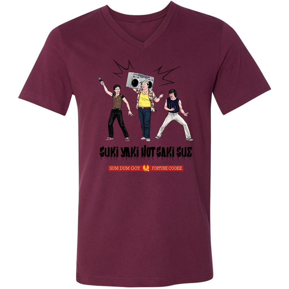 Unisex V-Neck T-Shirt - 5M8HTKHM - Maroon - 6