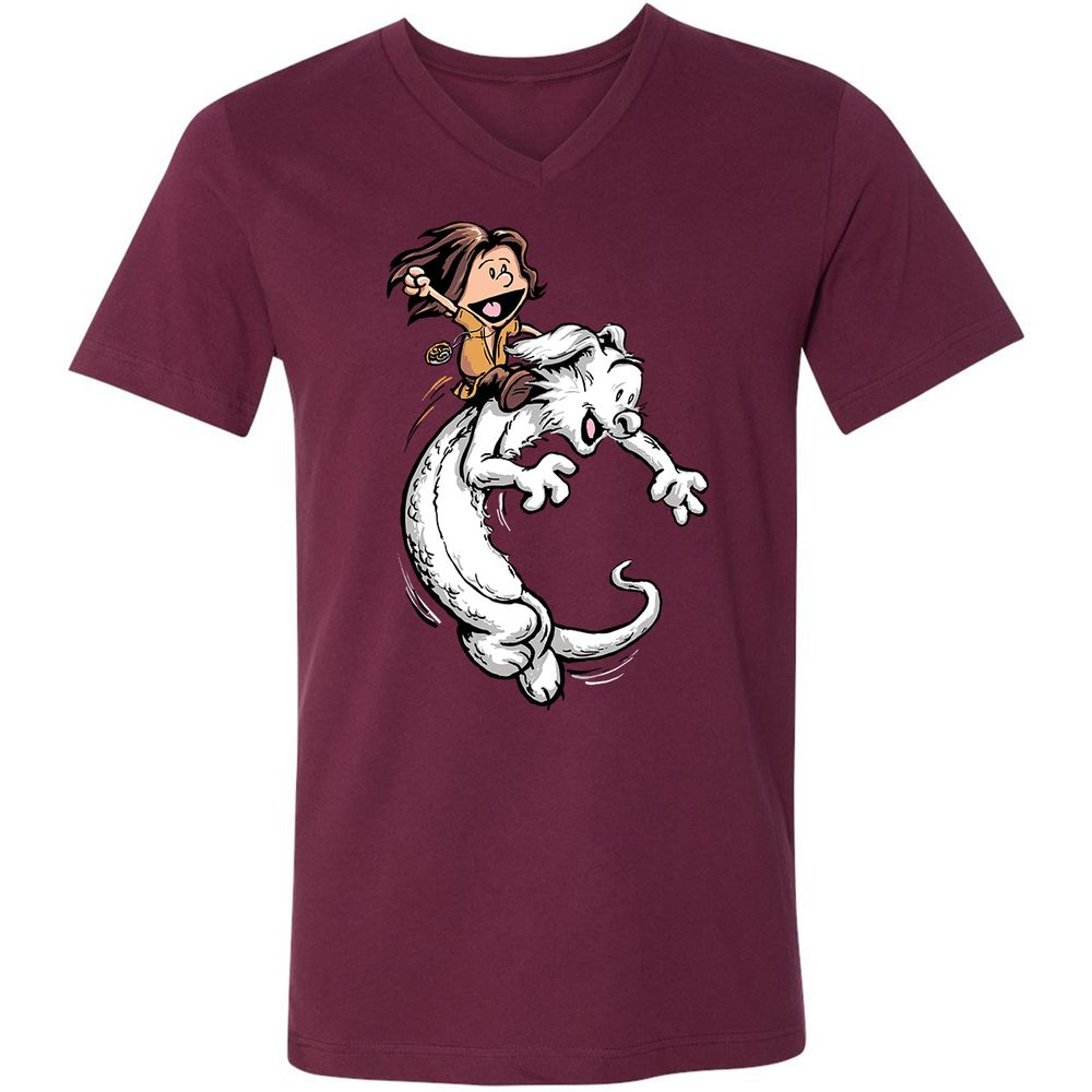 Unisex V-Neck T-Shirt - JDGT97T6 - Maroon - 6