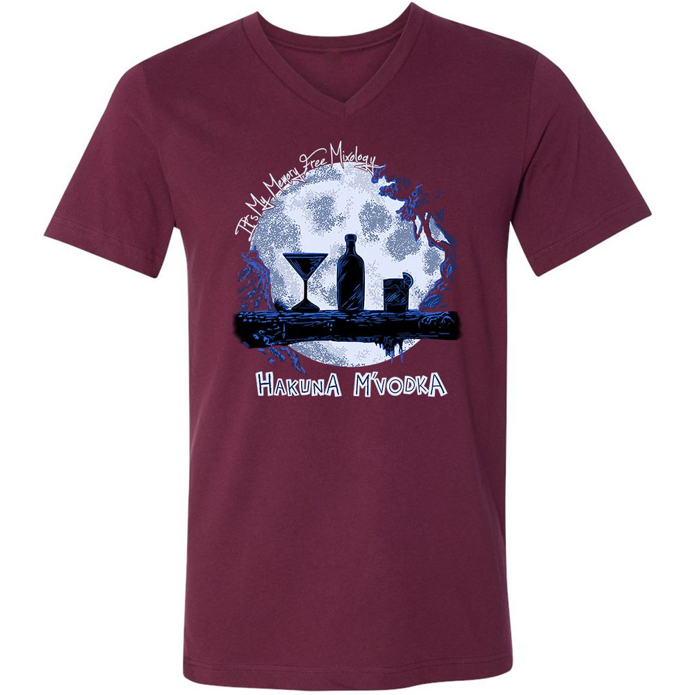 Unisex V-Neck T-Shirt - TXNGVC89 - Maroon - 6