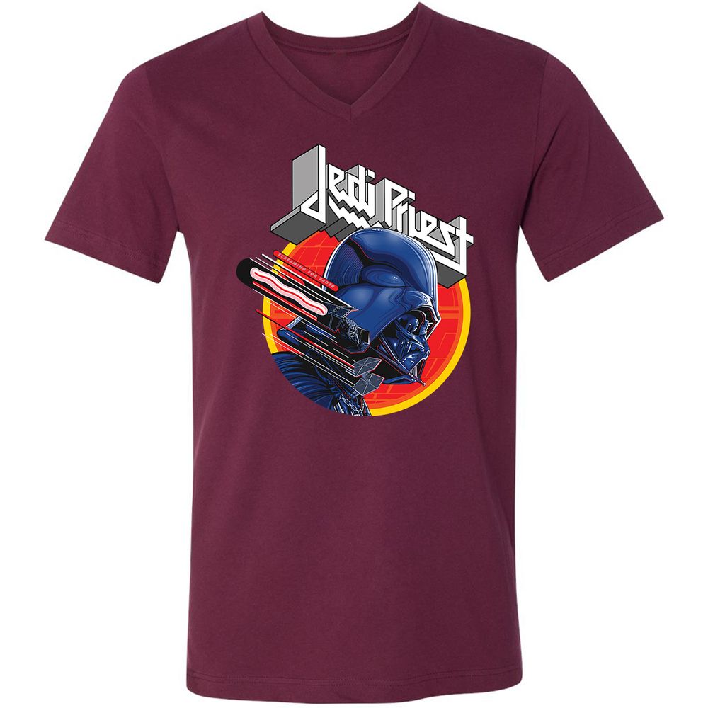 Unisex V-Neck T-Shirt - 6QAXL8WD - Maroon - 6