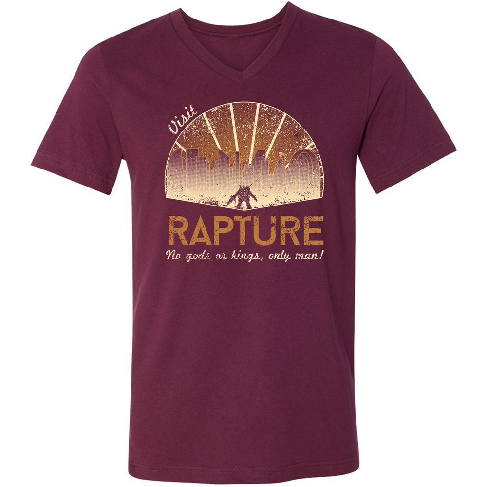 Unisex V-Neck T-Shirt - 1EGHDXGF - Maroon - 6