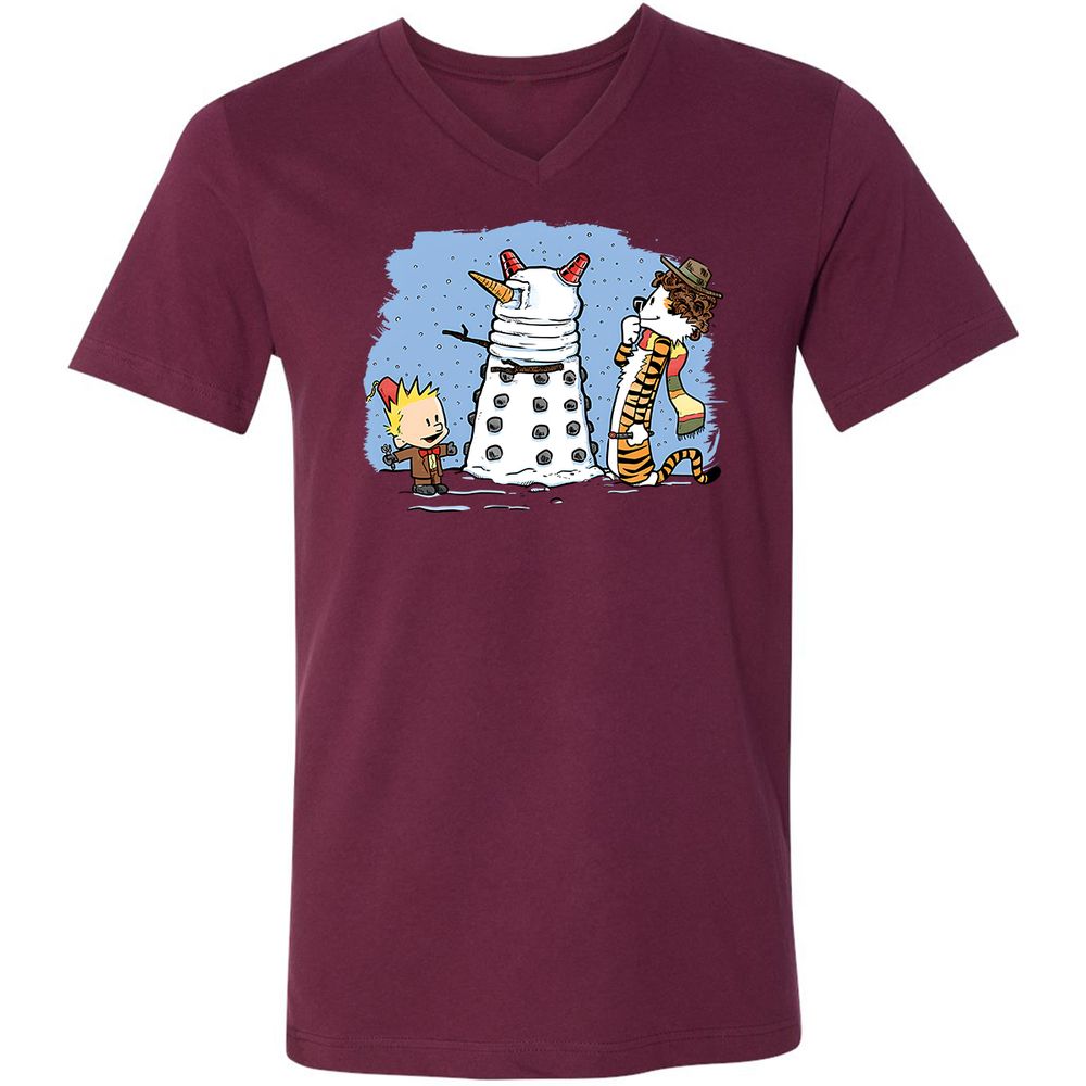 Unisex V-Neck T-Shirt - E7EQT75L - Maroon - 6
