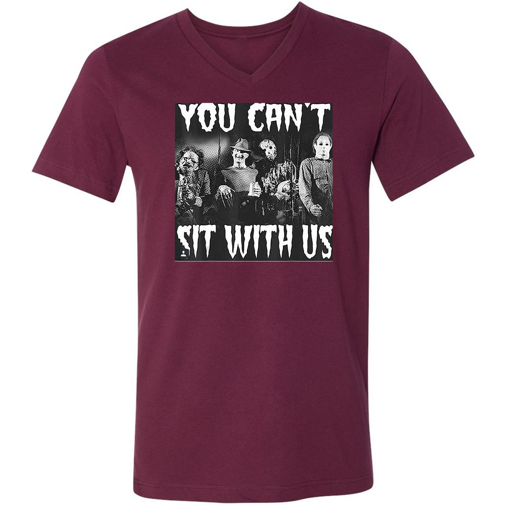 Unisex V-Neck T-Shirt - DNK2J5Q8 - Maroon - 6