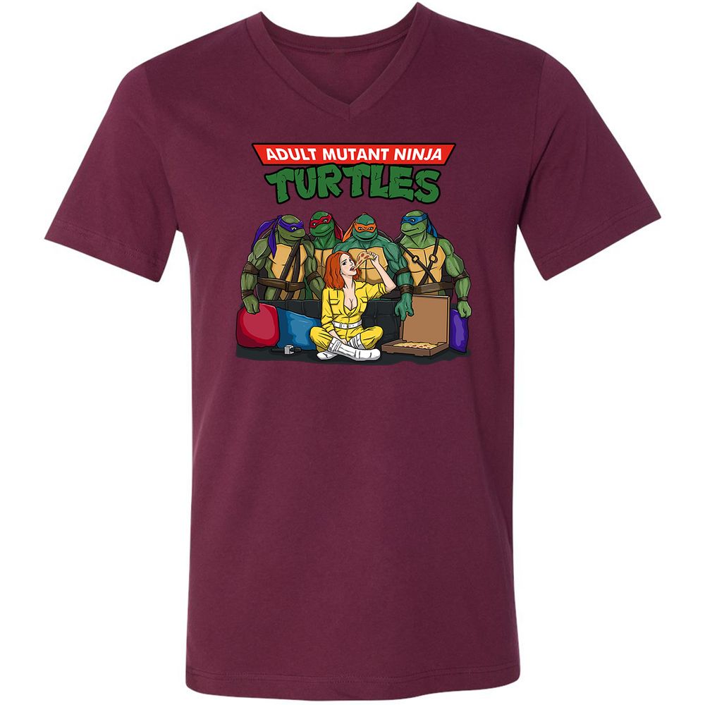 Unisex V-Neck T-Shirt - FBJ6BTTV - Maroon - 6