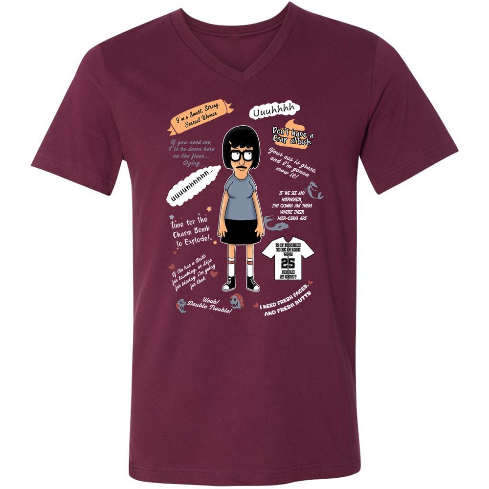 Unisex V-Neck T-Shirt - T3CZVEXZ - Maroon - 6