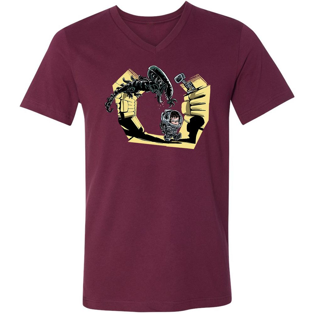 Unisex V-Neck T-Shirt - DRGMET7F - Maroon - 6