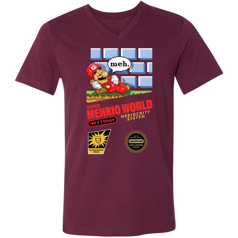Unisex V-Neck T-Shirt - AXQLR876 - Maroon - 6