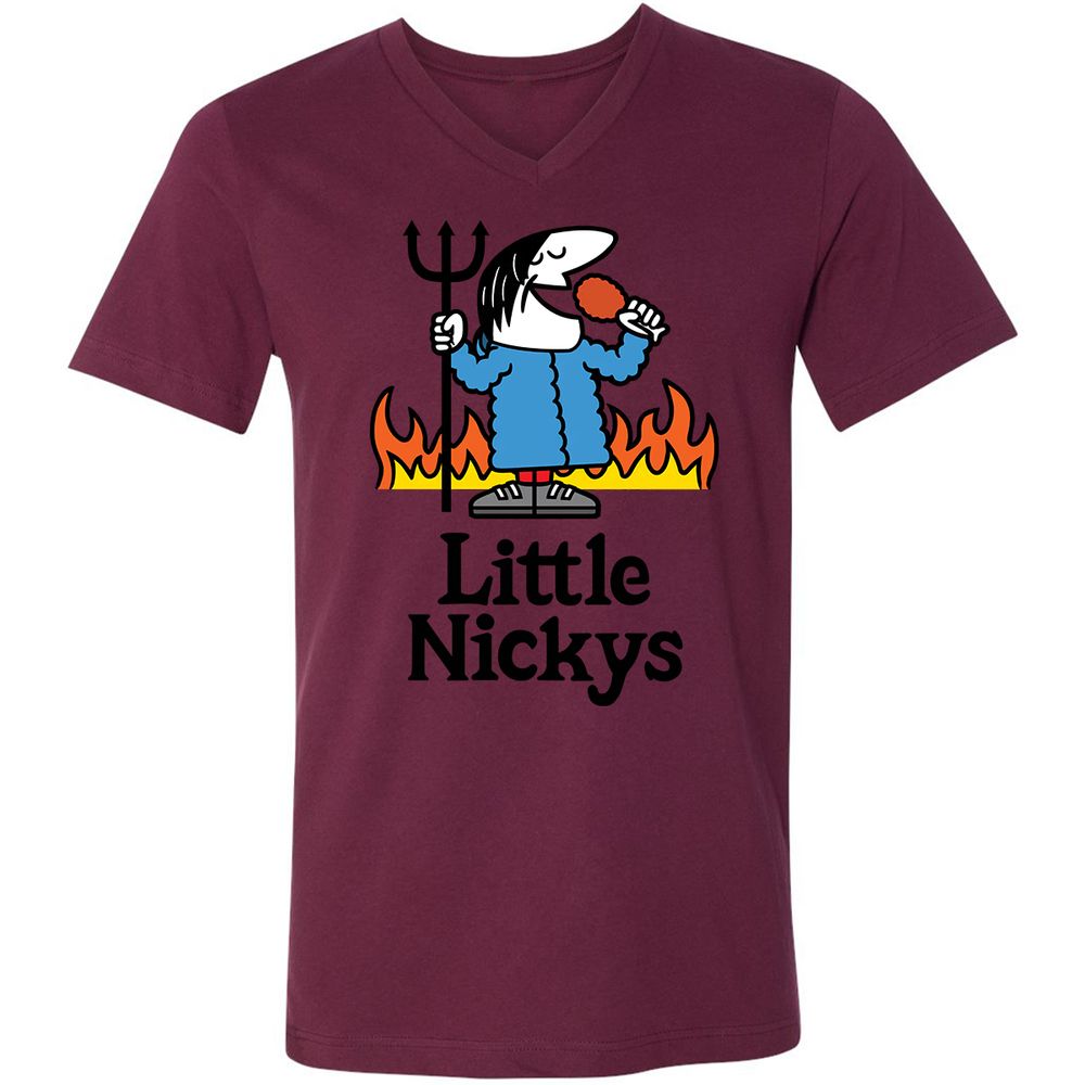 Unisex V-Neck T-Shirt - ZU5W9WGD - Maroon - 6
