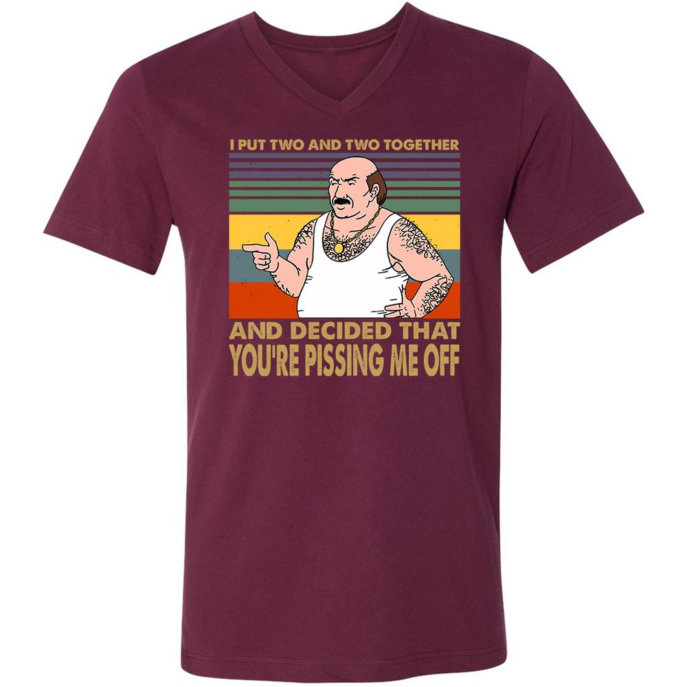 Unisex V-Neck T-Shirt - LXETMS46 - Maroon - 6