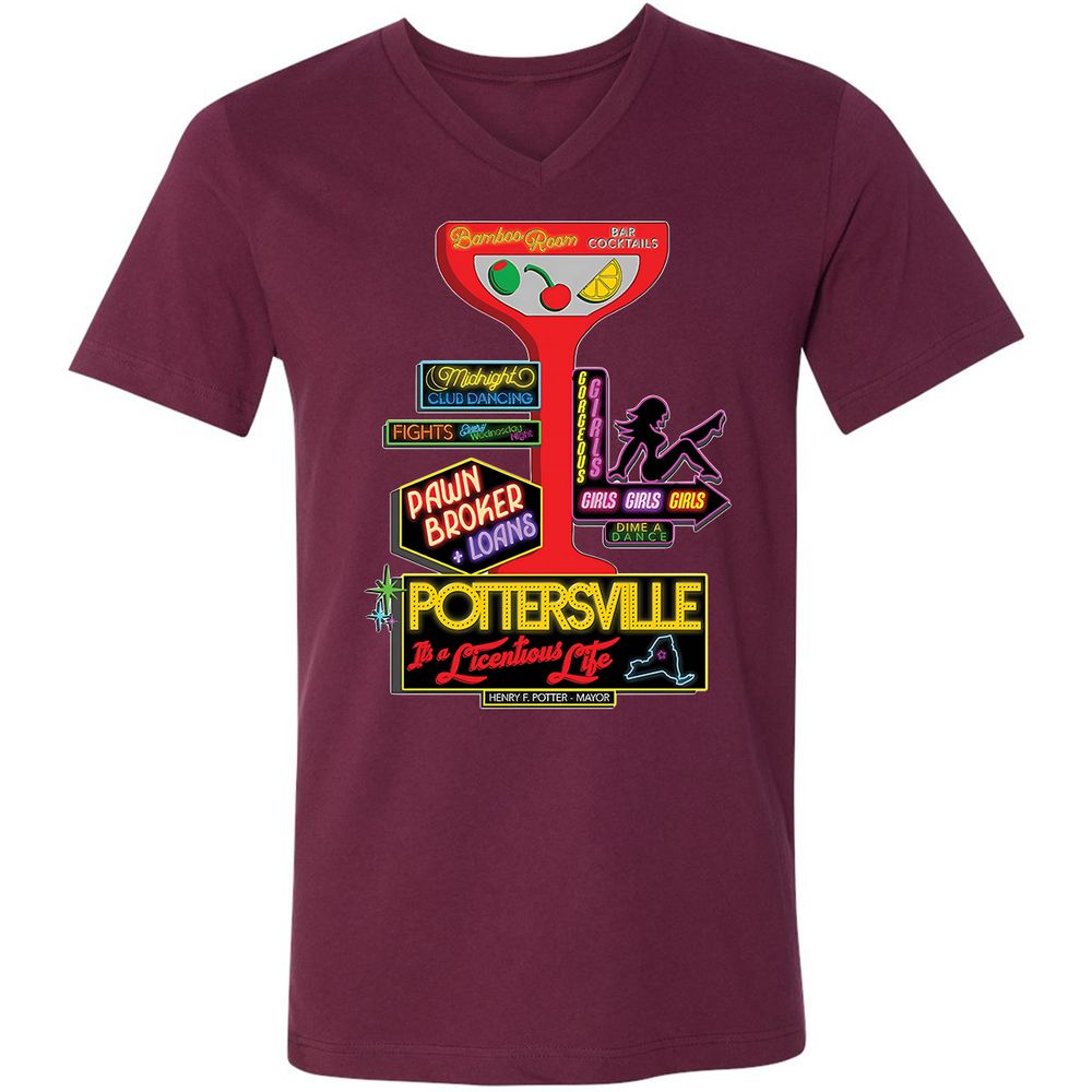 Unisex V-Neck T-Shirt - HMR5XC1A - Maroon - 6
