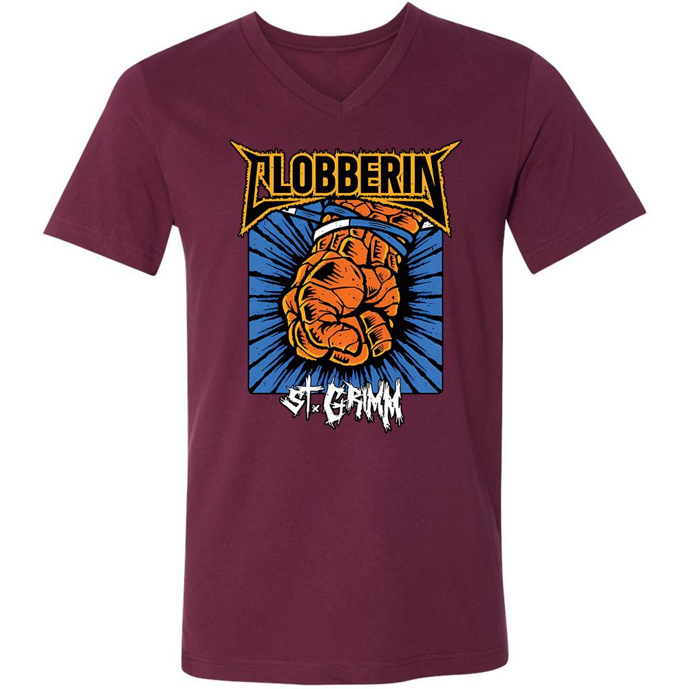 Unisex V-Neck T-Shirt - 31B6DKMJ - Maroon - 6