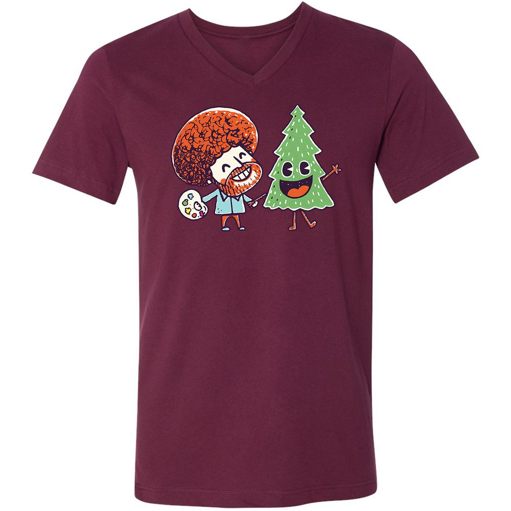 Unisex V-Neck T-Shirt - H8SKBNR3 - Maroon - 6