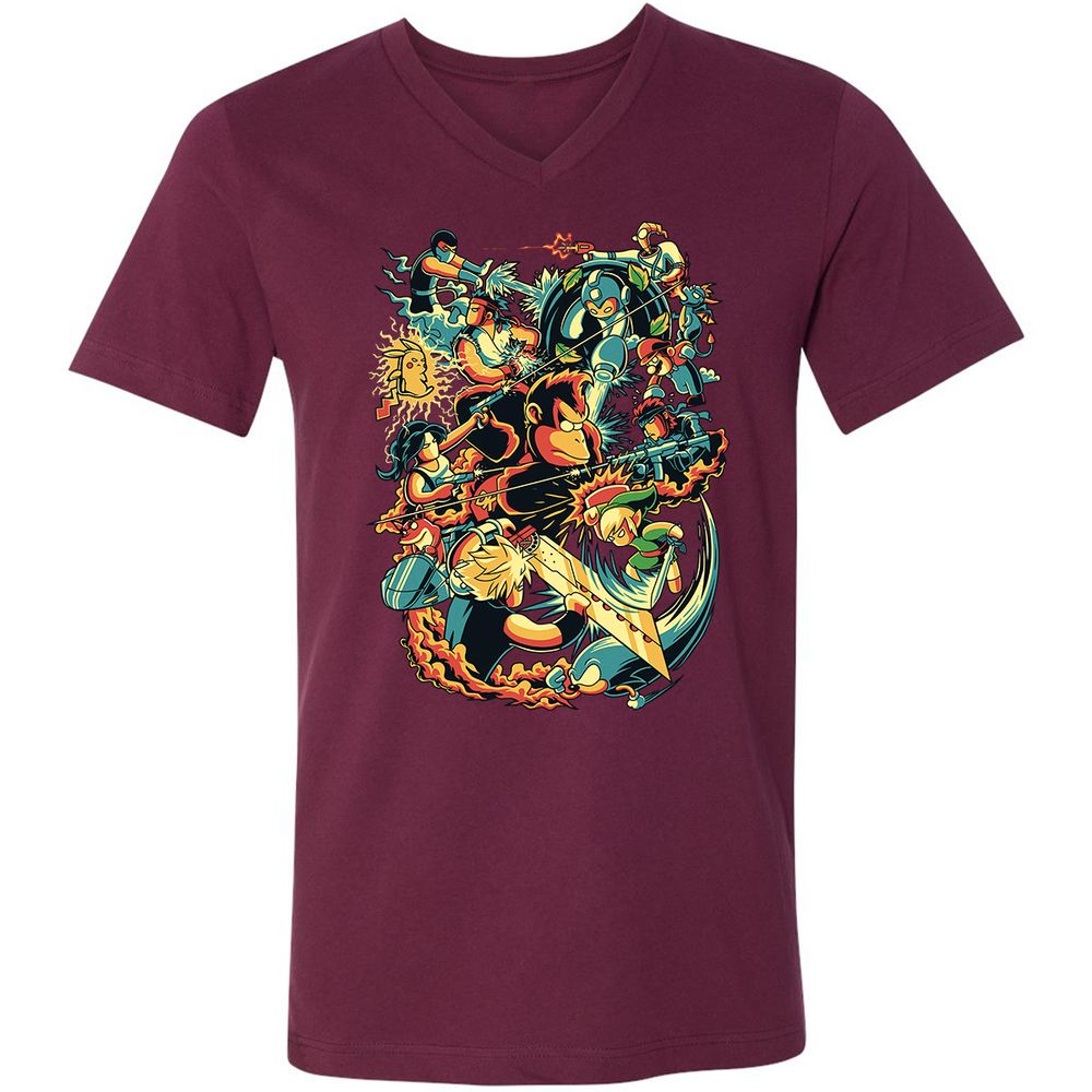 Unisex V-Neck T-Shirt - PV3HVH66 - Maroon - 6