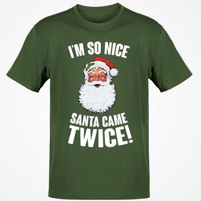 I'm So Nice Santa Came Twice! - Military Green - 6