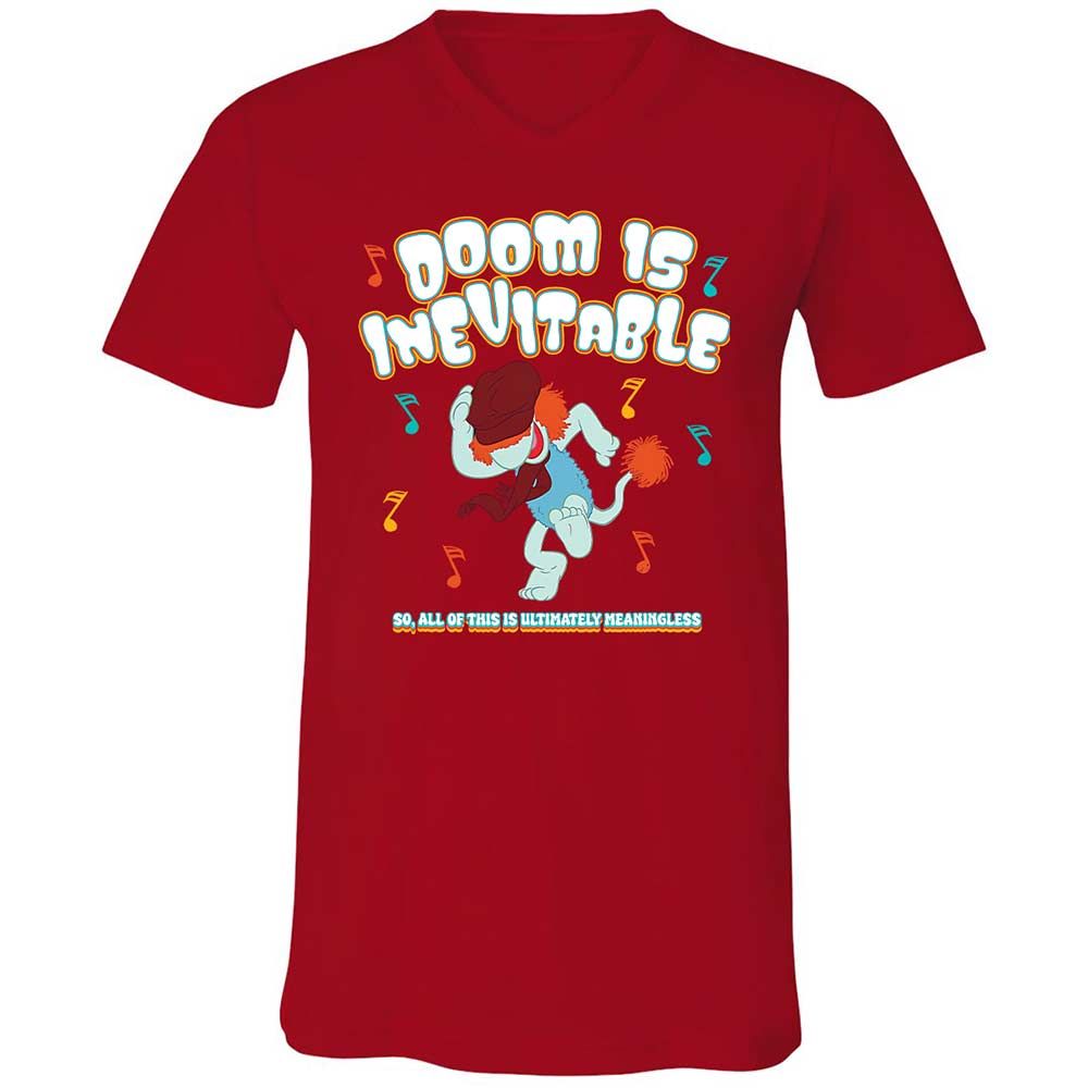 Unisex V-Neck T-Shirt - QKK5GVSX - Red - 6