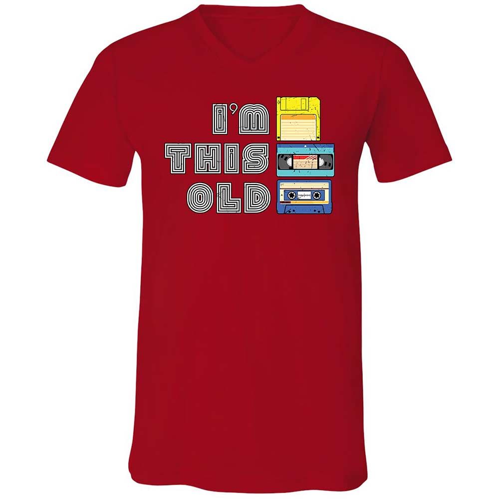 Unisex V-Neck T-Shirt - Black - Red - 6