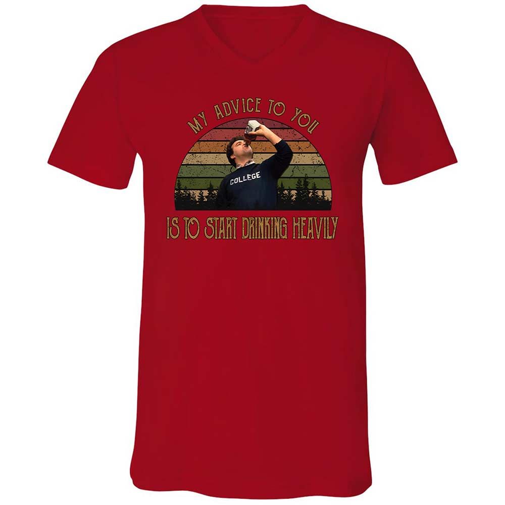 Unisex V-Neck T-Shirt - 6C3ECR4M - Red - 6