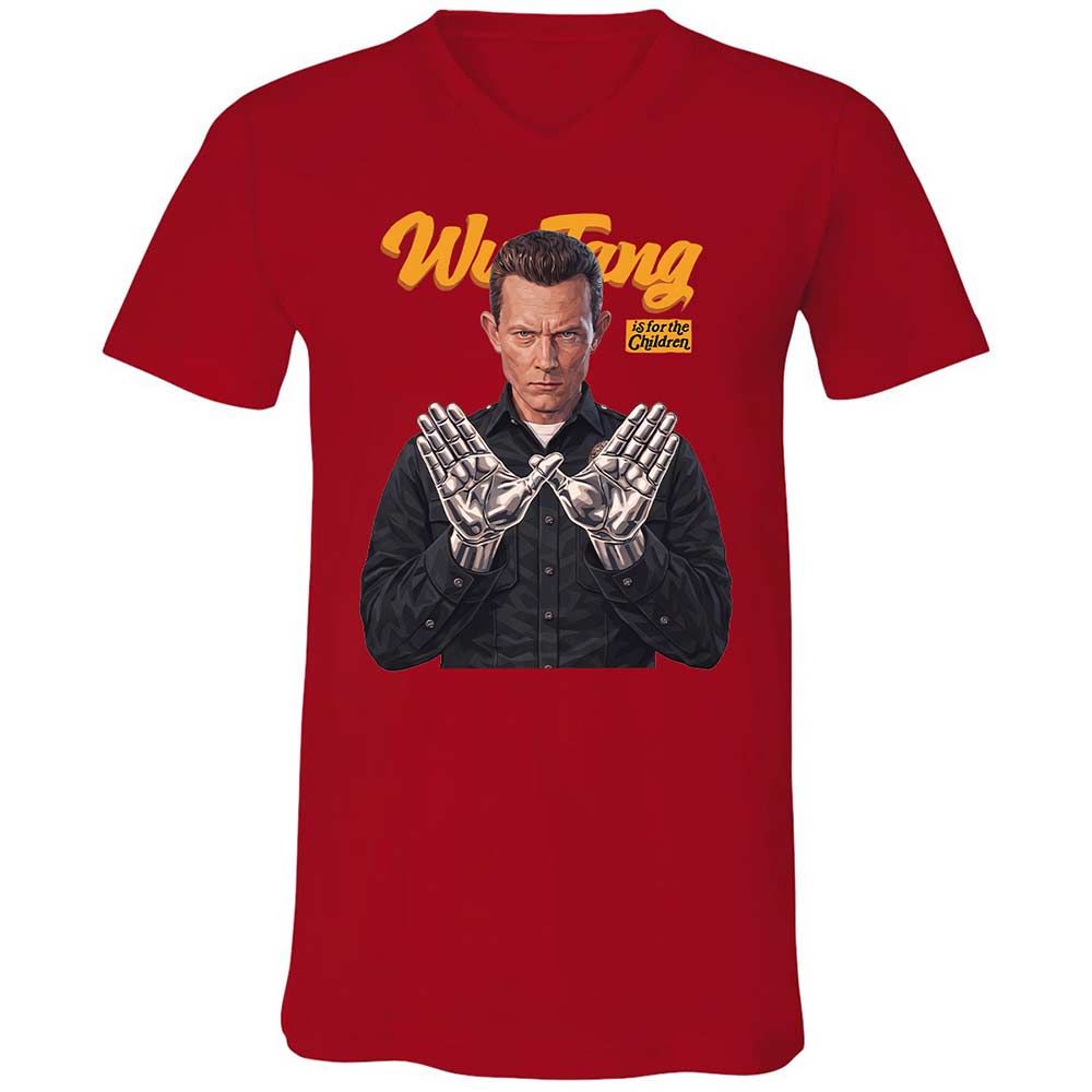 Unisex V-Neck T-Shirt - Black - Red - 6