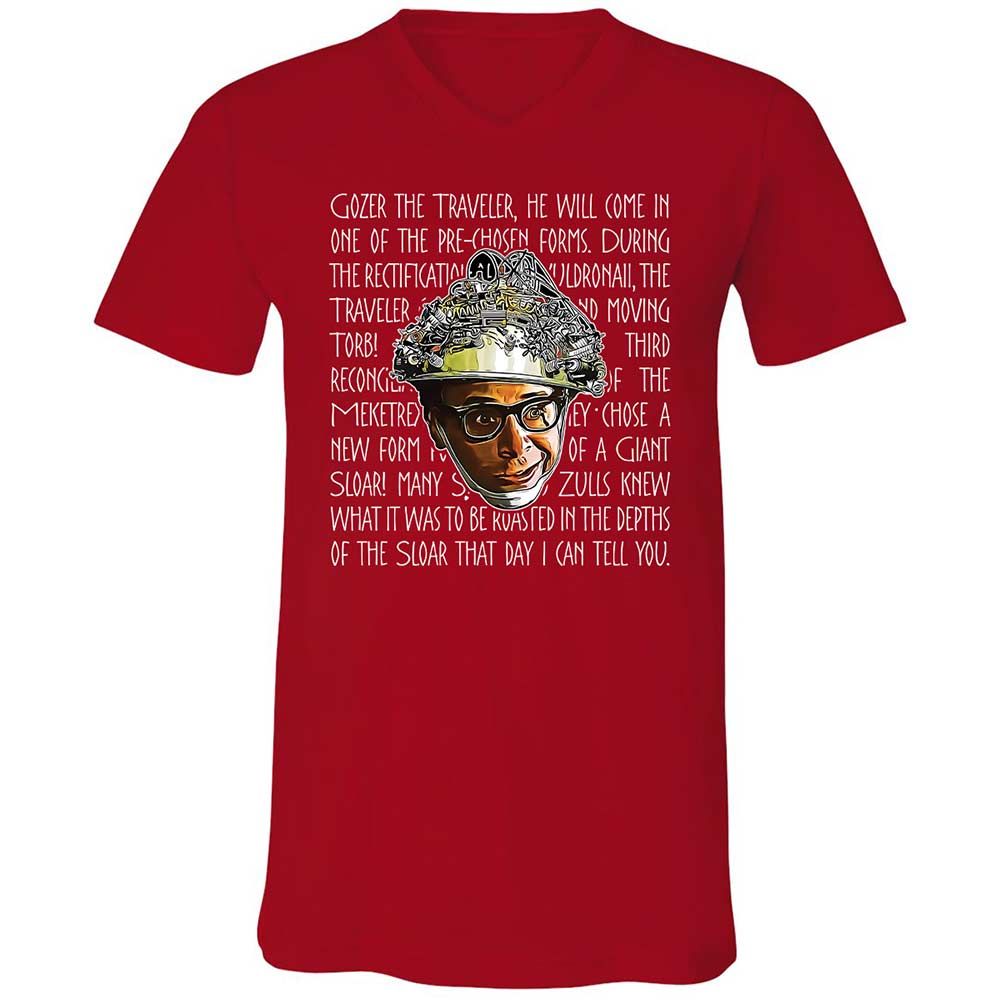 Unisex V-Neck T-Shirt - W1X6DM6J - Red - 6