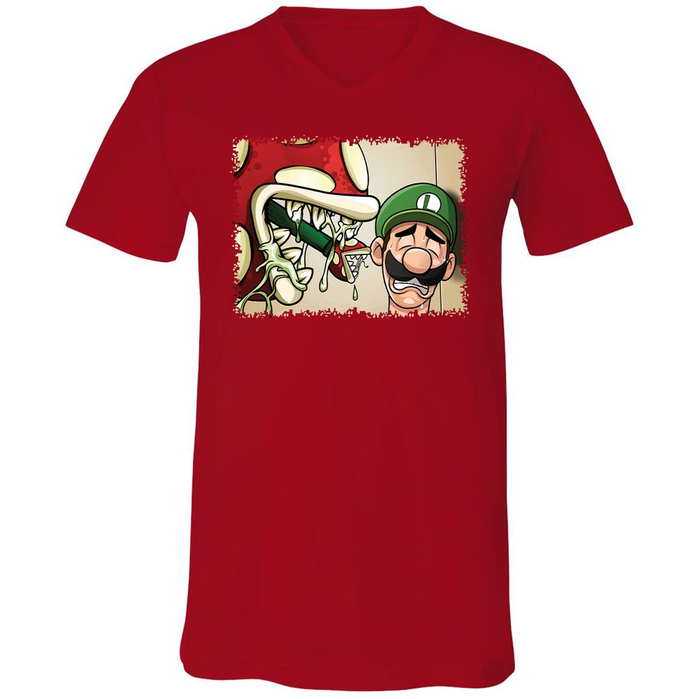 Unisex V-Neck T-Shirt - XJW8PZVB - Red - 6