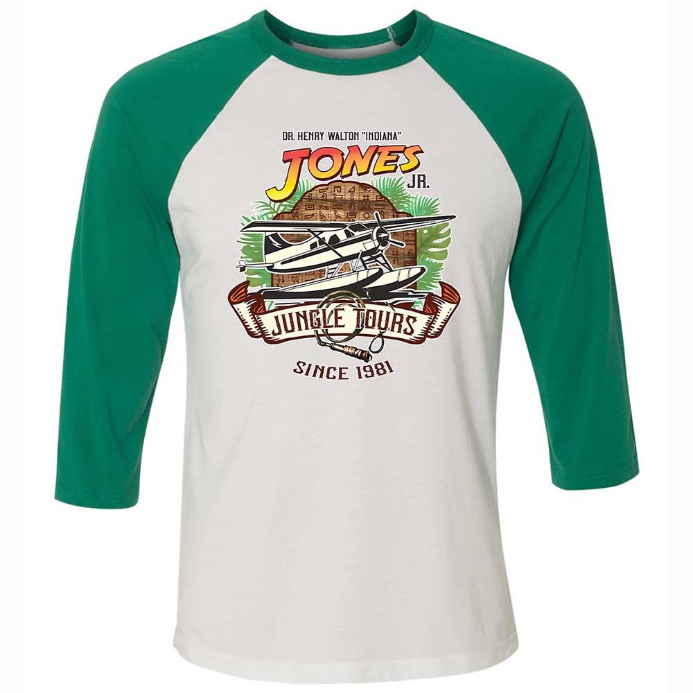 Unisex 3/4 Baseball Tee - NEDPVL71 - White/Kelly - 6