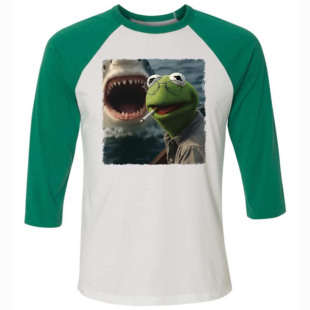 Unisex 3/4 Baseball Tee - 46L221WQ - White/Kelly - 6