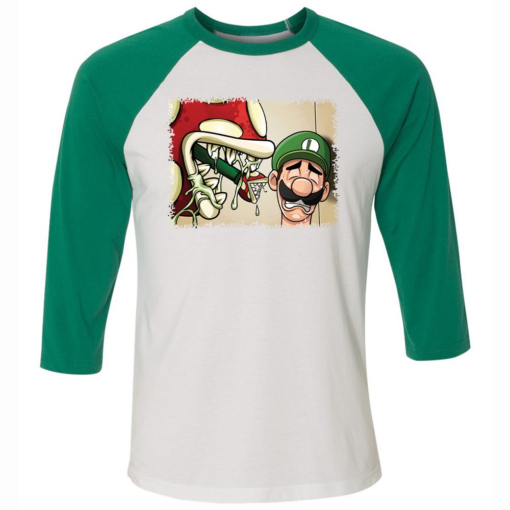 Unisex 3/4 Baseball Tee - NGAELQJF - White/Kelly - 6