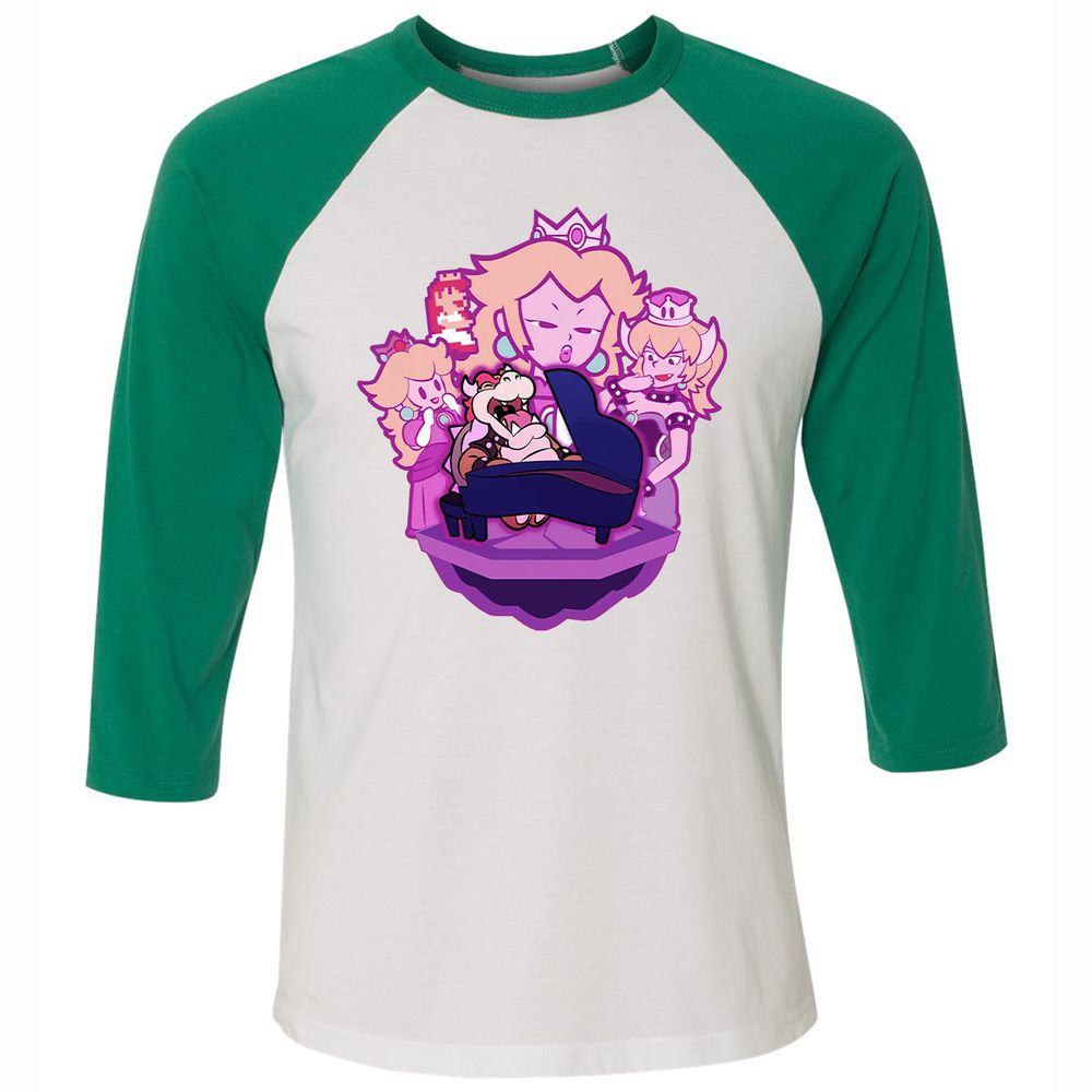 Unisex 3/4 Baseball Tee - URUNYGJ3 - White/Kelly - 6