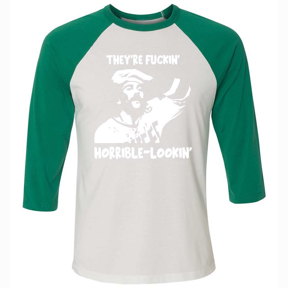 Unisex 3/4 Baseball Tee - DYE3NCBR - White/Kelly - 6