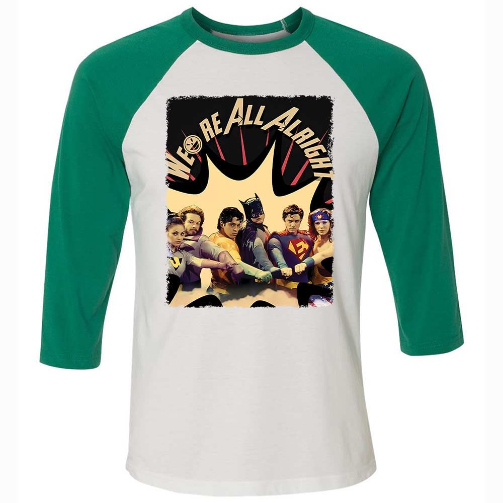 Unisex 3/4 Baseball Tee - J55144CC - White/Kelly - 6