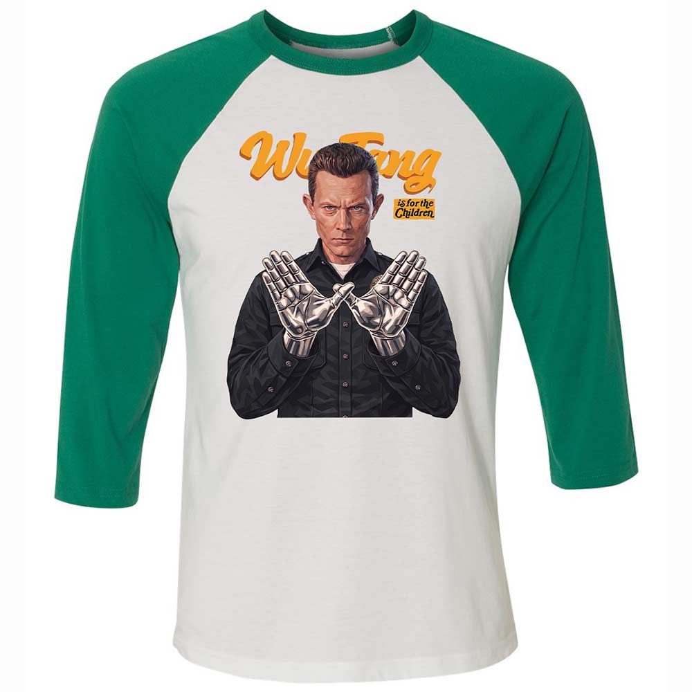 Unisex 3/4 Baseball Tee - Black - White/Kelly - 6
