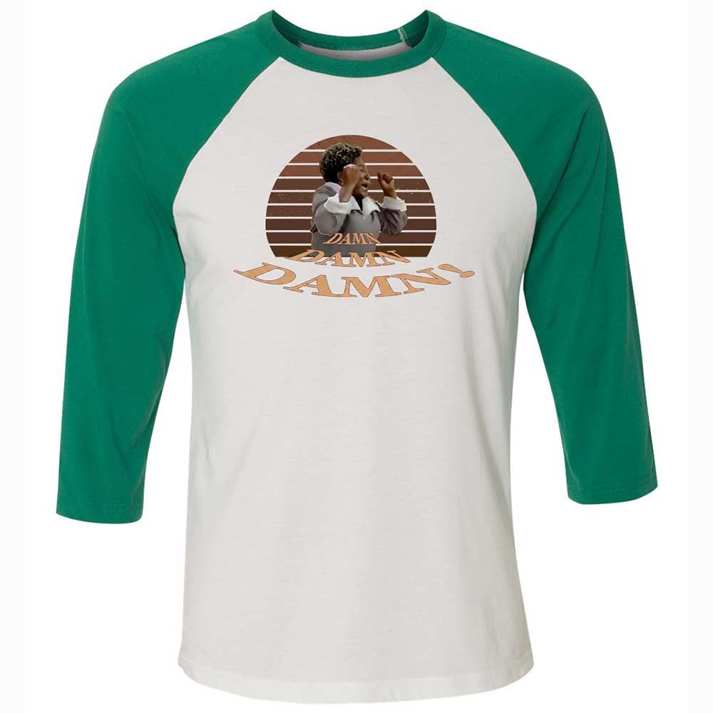 Unisex 3/4 Baseball Tee - FUR3SLY1 - White/Kelly - 6