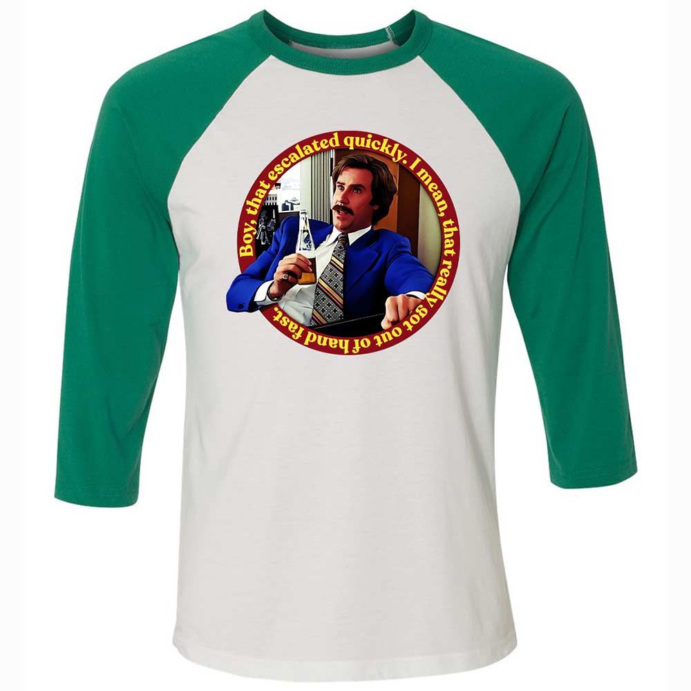 Unisex 3/4 Baseball Tee - SR56DRDA - White/Kelly - 6