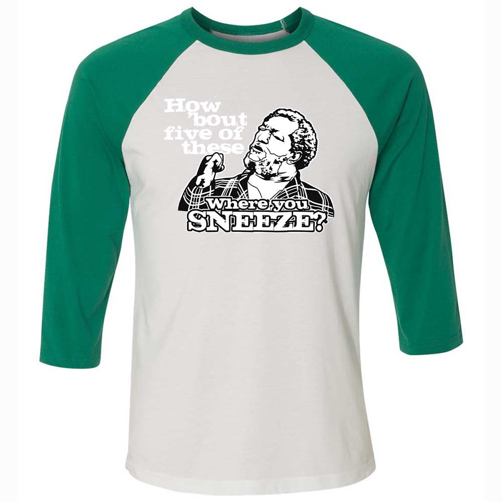 Unisex 3/4 Baseball Tee - XDK6EFJ8 - White/Kelly - 6
