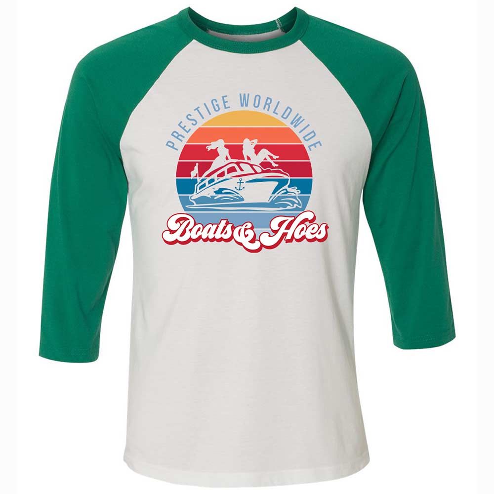 Unisex 3/4 Baseball Tee - M9C4R1F7 - White/Kelly - 6