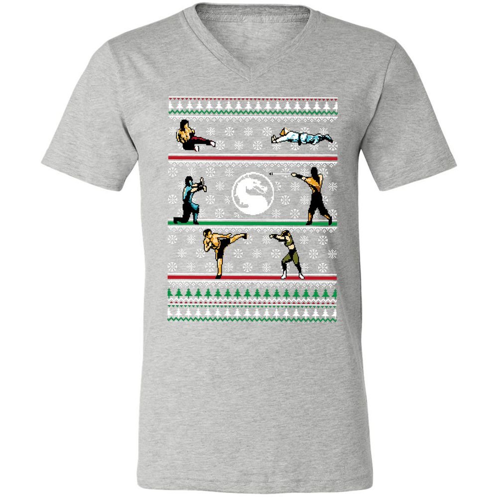Unisex V-Neck T-Shirt - FEUL3ETK - Athletic Heather - 7