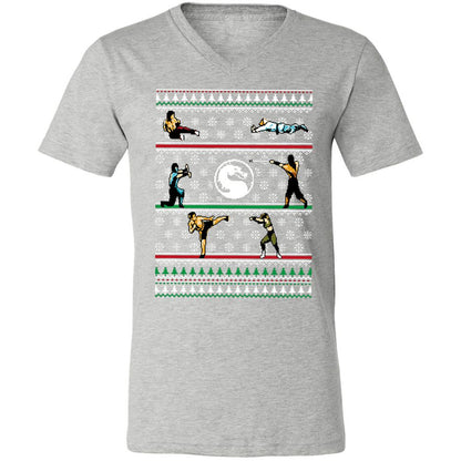 Unisex V-Neck T-Shirt - FEUL3ETK - Athletic Heather - 7