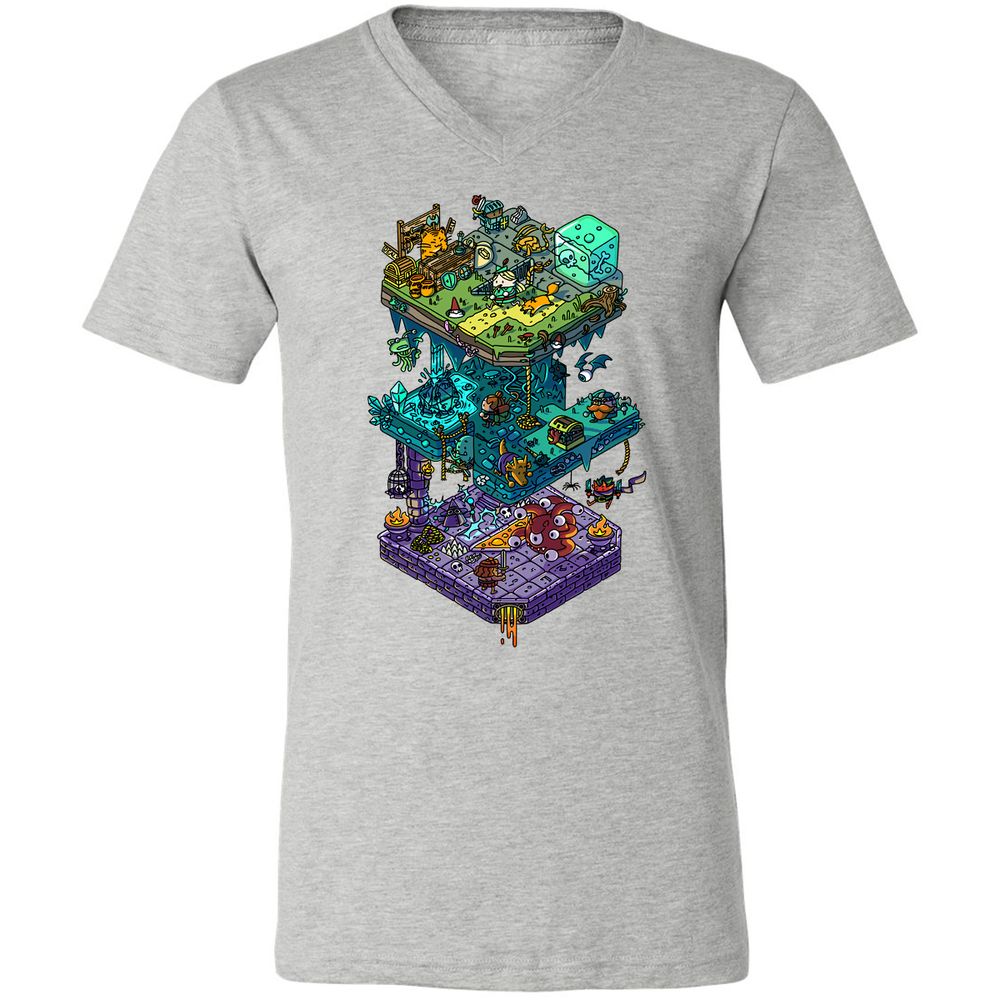 Unisex V-Neck T-Shirt - 5DHA3NEM - Athletic Heather - 7