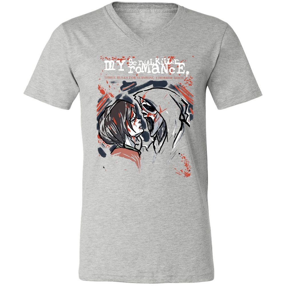 Unisex V-Neck T-Shirt - ZMH1YRED - Athletic Heather - 7