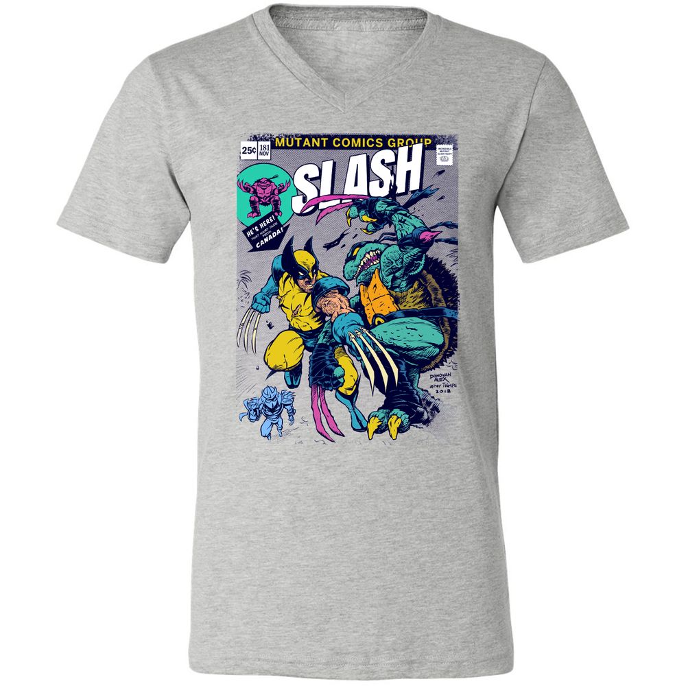 Unisex V-Neck T-Shirt - 9GPXKKDJ - Athletic Heather - 7