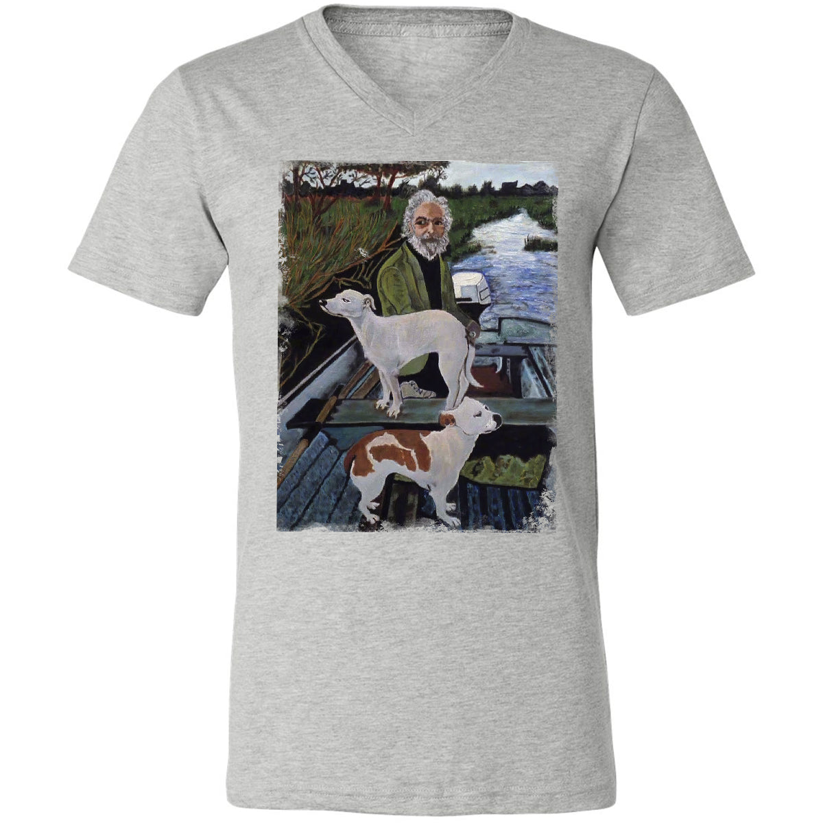 Unisex V-Neck T-Shirt - ZY8JYX1T - Athletic Heather - 7