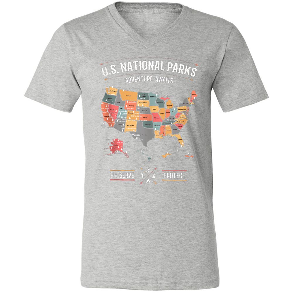 Unisex V-Neck T-Shirt - NNZ9AWXD - Athletic Heather - 7