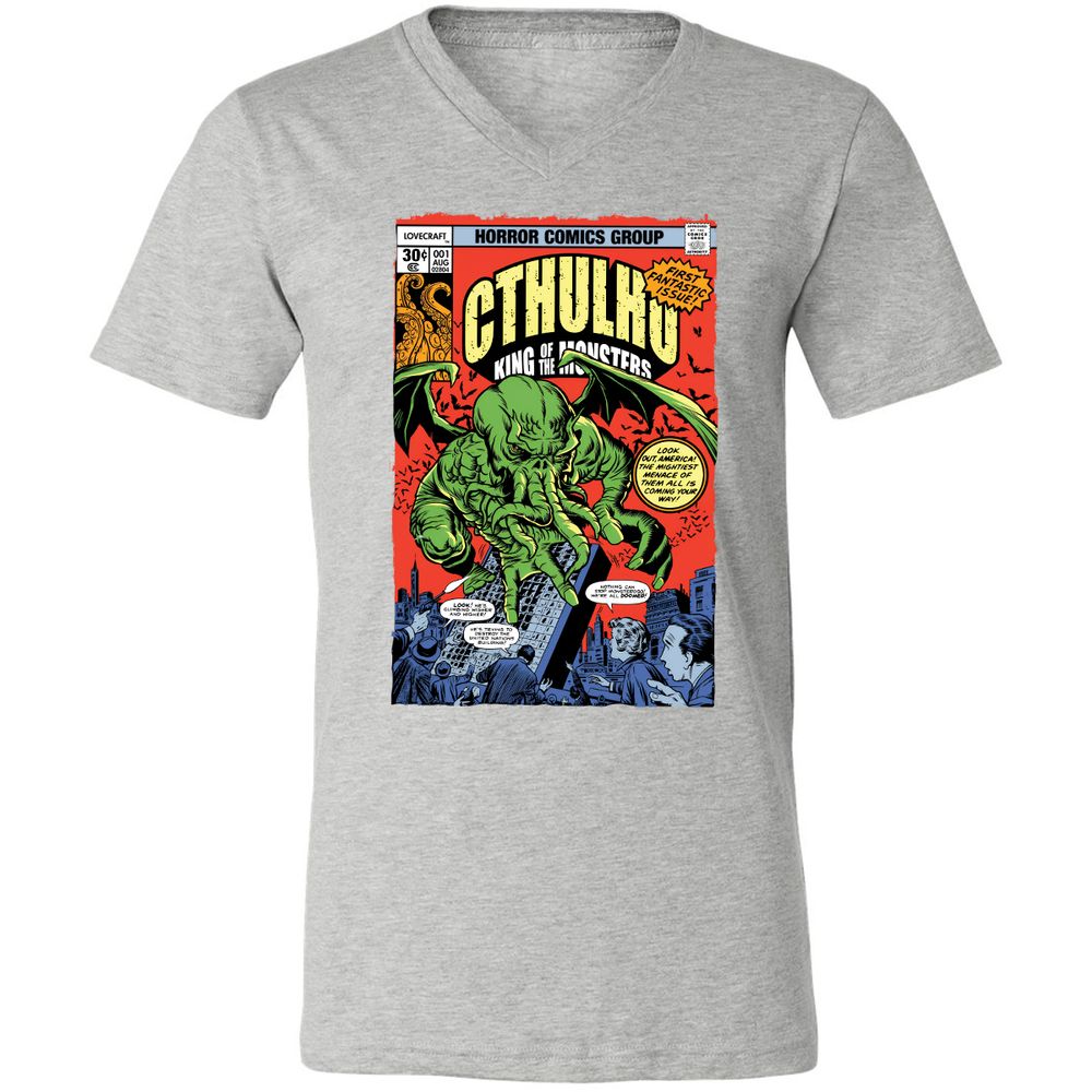 Unisex V-Neck T-Shirt - XKZ1X9TJ - Athletic Heather - 7