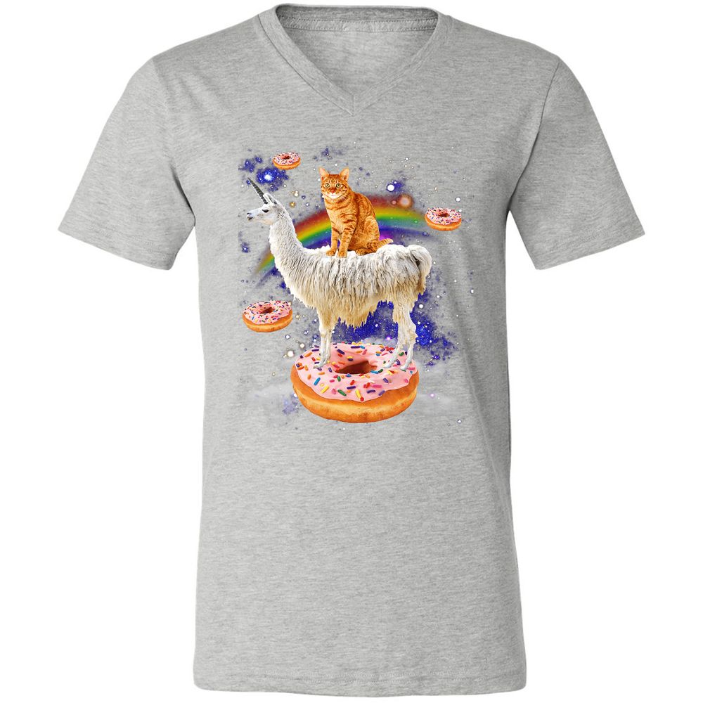 Unisex V-Neck T-Shirt - 4SMALEQW - Athletic Heather - 7