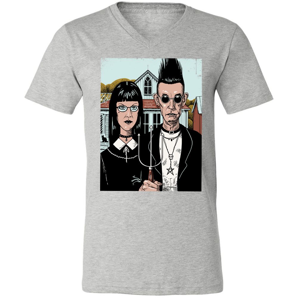Unisex V-Neck T-Shirt - 5EA5DYBF - Athletic Heather - 7