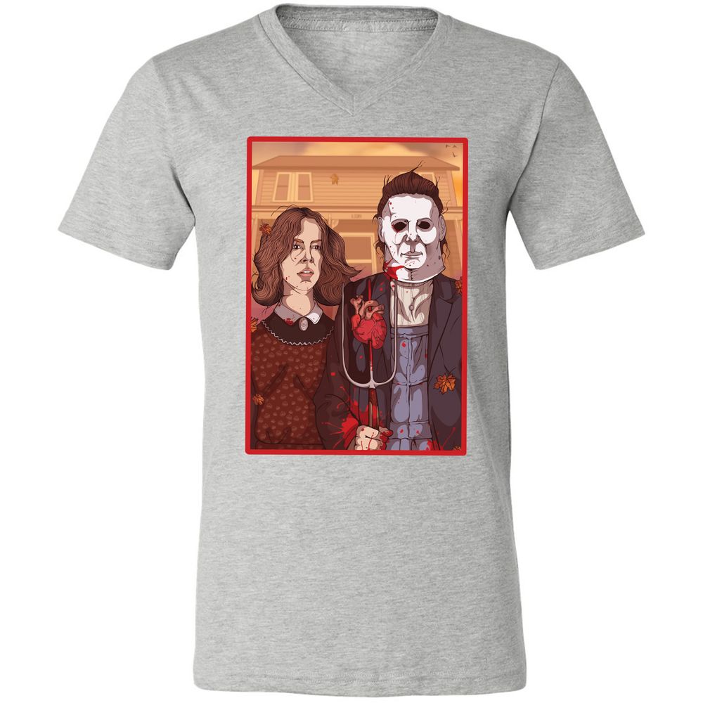 Unisex V-Neck T-Shirt - 6GFF19ZQ - Athletic Heather - 7