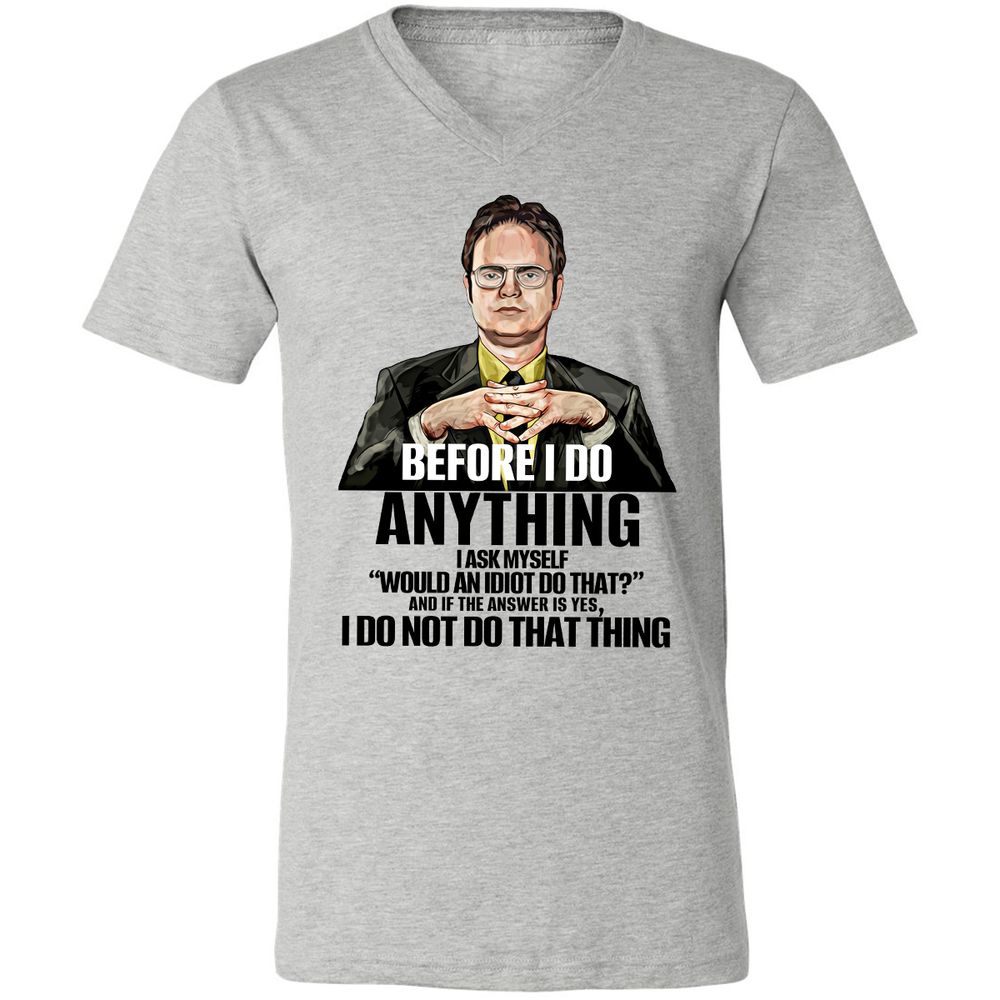 Unisex V-Neck T-Shirt - MZD6N9HQ - Athletic Heather - 7